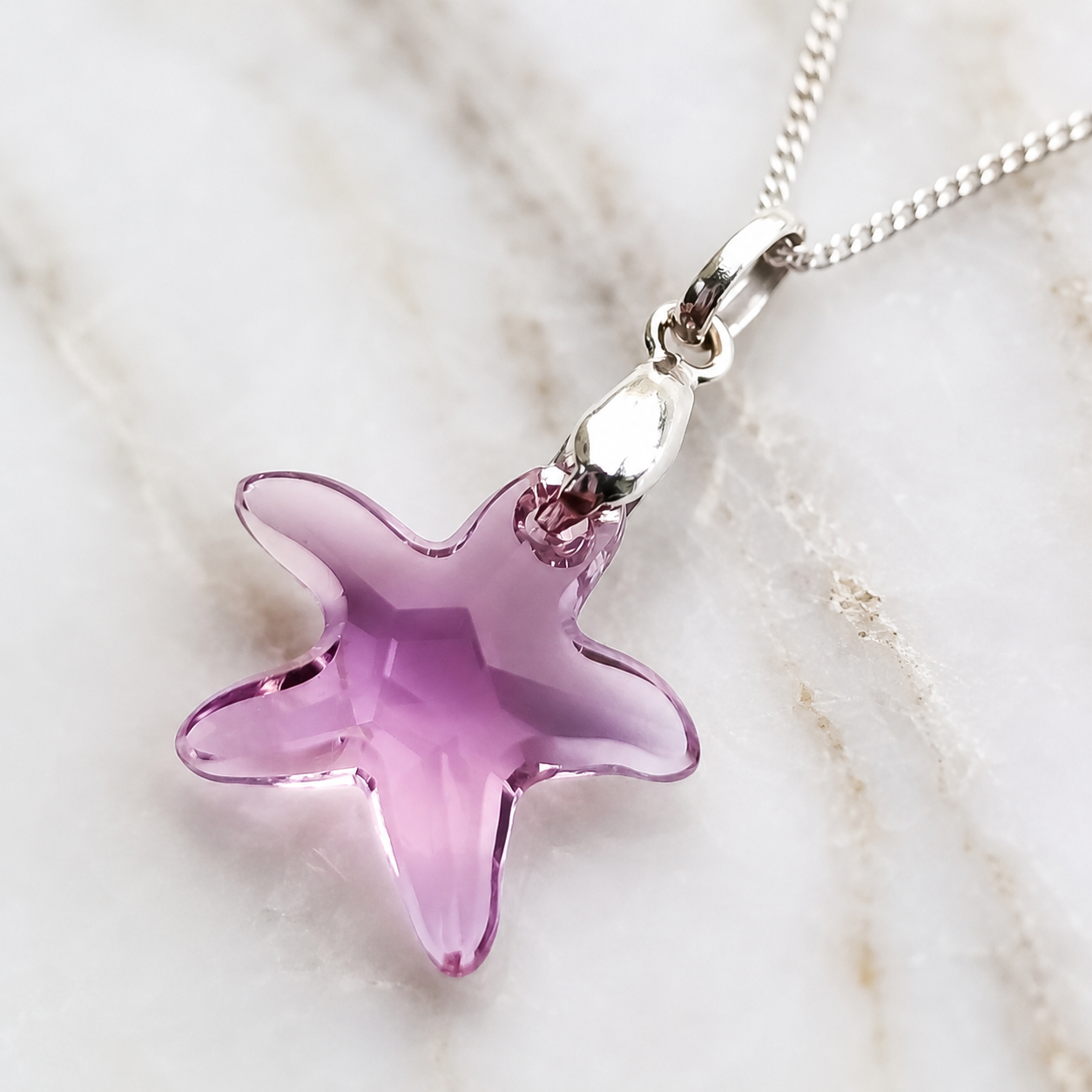 Collar de Plata 925 para Mujer con Dije Estrella de Mar Lila - Regalo Elegante para Sorprender - 2