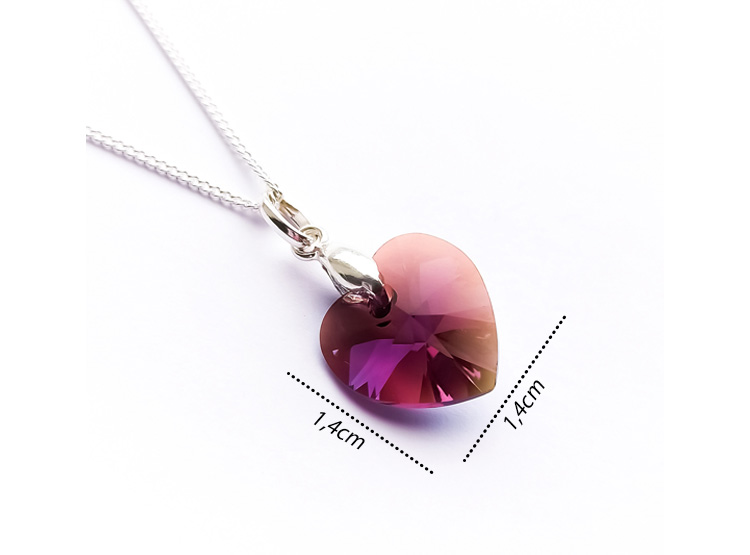 Collar de Plata 925 Mujer con Dije Corazón Cristal Amatista - Regalo Ideal para Enamorar - 2