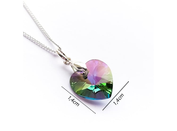 Collar de Plata 925 Mujer con Dije Corazón Cristal Multicolor - Regalo Ideal para Enamorar - 2