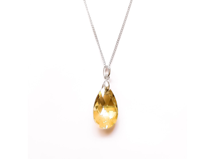 Collar de Plata 925 con Dije Gota Ámbar de Cristal para Mujer - Joya Elegante para Regalo Especial - 2