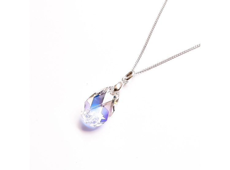 Collar de Plata 925 con Dije Gota de Cristal Blanca para Mujer - Joya Elegante para Regalo Especial - 1