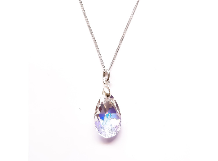 Collar de Plata 925 con Dije Gota de Cristal Blanca para Mujer - Joya Elegante para Regalo Especial - 2