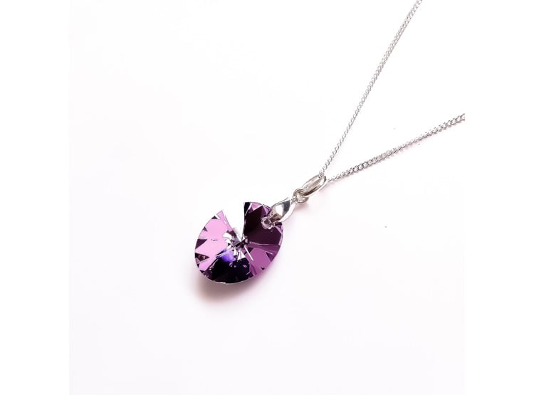 COLLAR DE PLATA 925 PARA MUJER CON DIJE DE CRISTAL DISEÑO OVAL LILA - JOYERIA IDEAL PARA SORPRENDER - 1