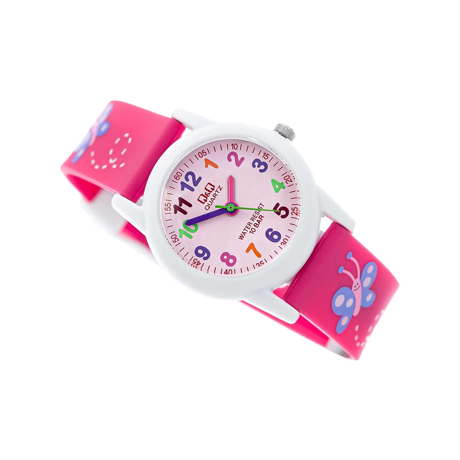 RELOJ Q&Q VR99J002Y PARA NIÑA ROSADO DISEÑO MARIPOSA RESINA 30 MM ACUÁTICO 10 BAR - 2