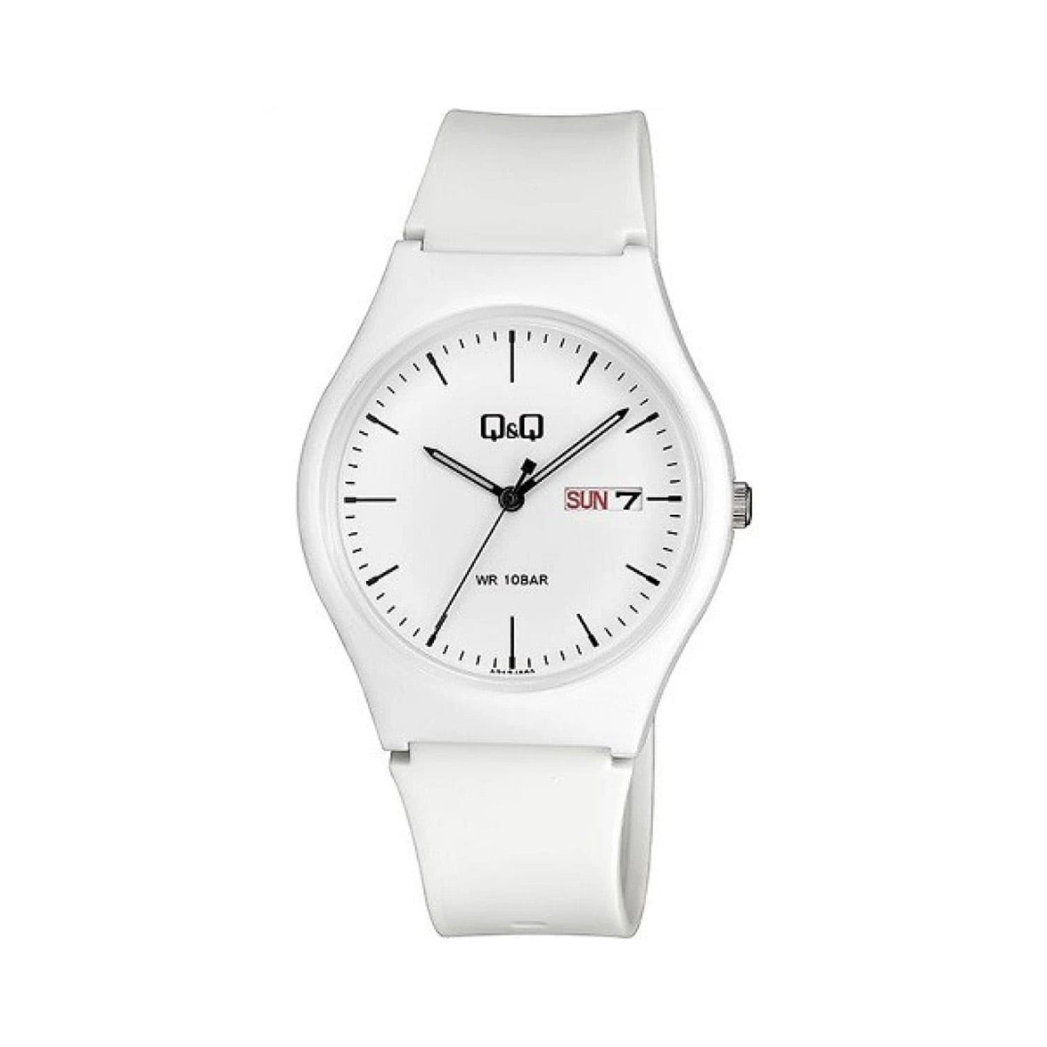 RELOJ Q&Q A212J002Y PARA HOMBRE ACUÁTICO 10 BAR BLANCO CON DÍA Y FECHA CORREA DE RESINA 38 MM - 1