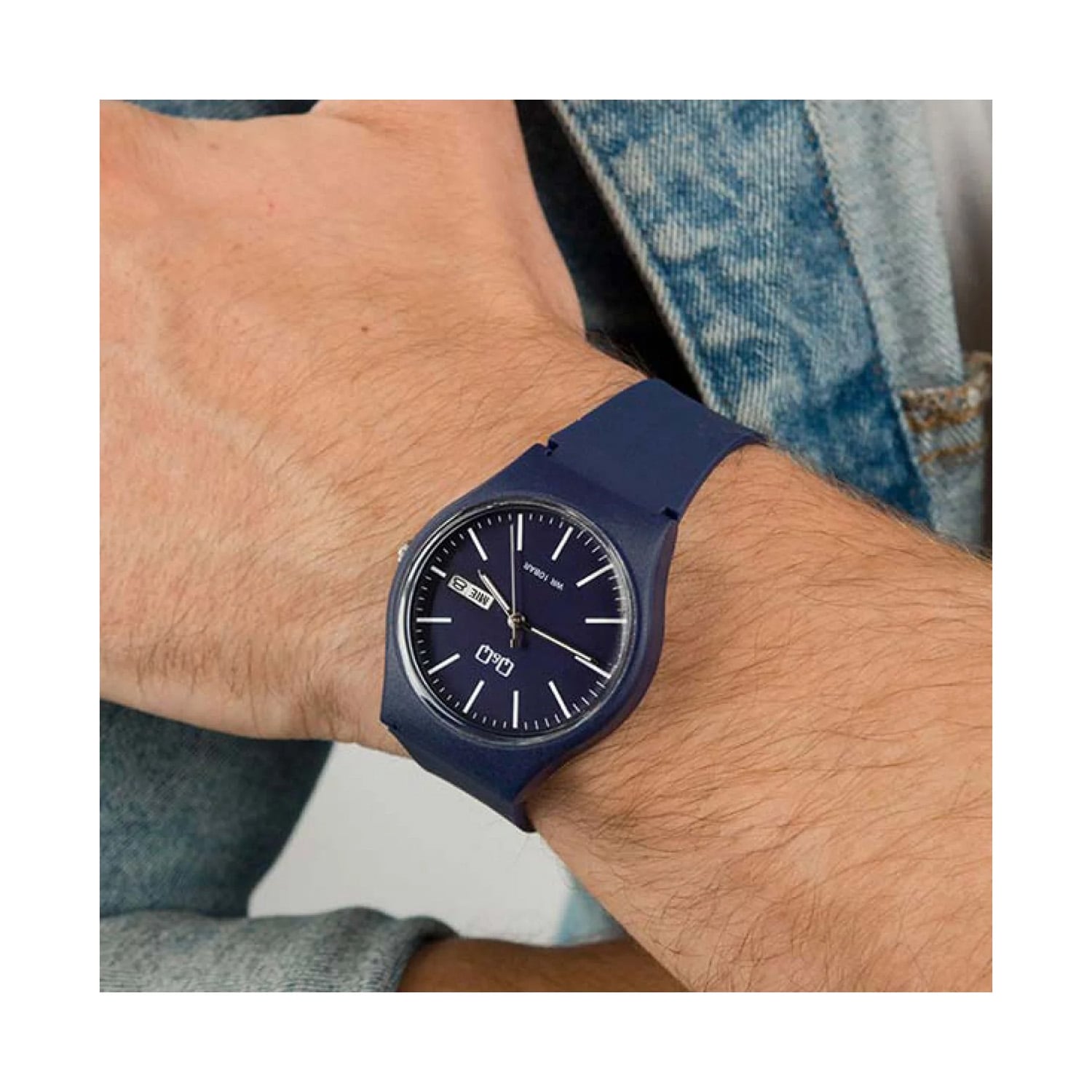 RELOJ Q&Q A212J012Y HOMBRE AZUL ANALÓGICO 10 BAR CON FECHA Y CORREA DE RESINA 38 MM - 2