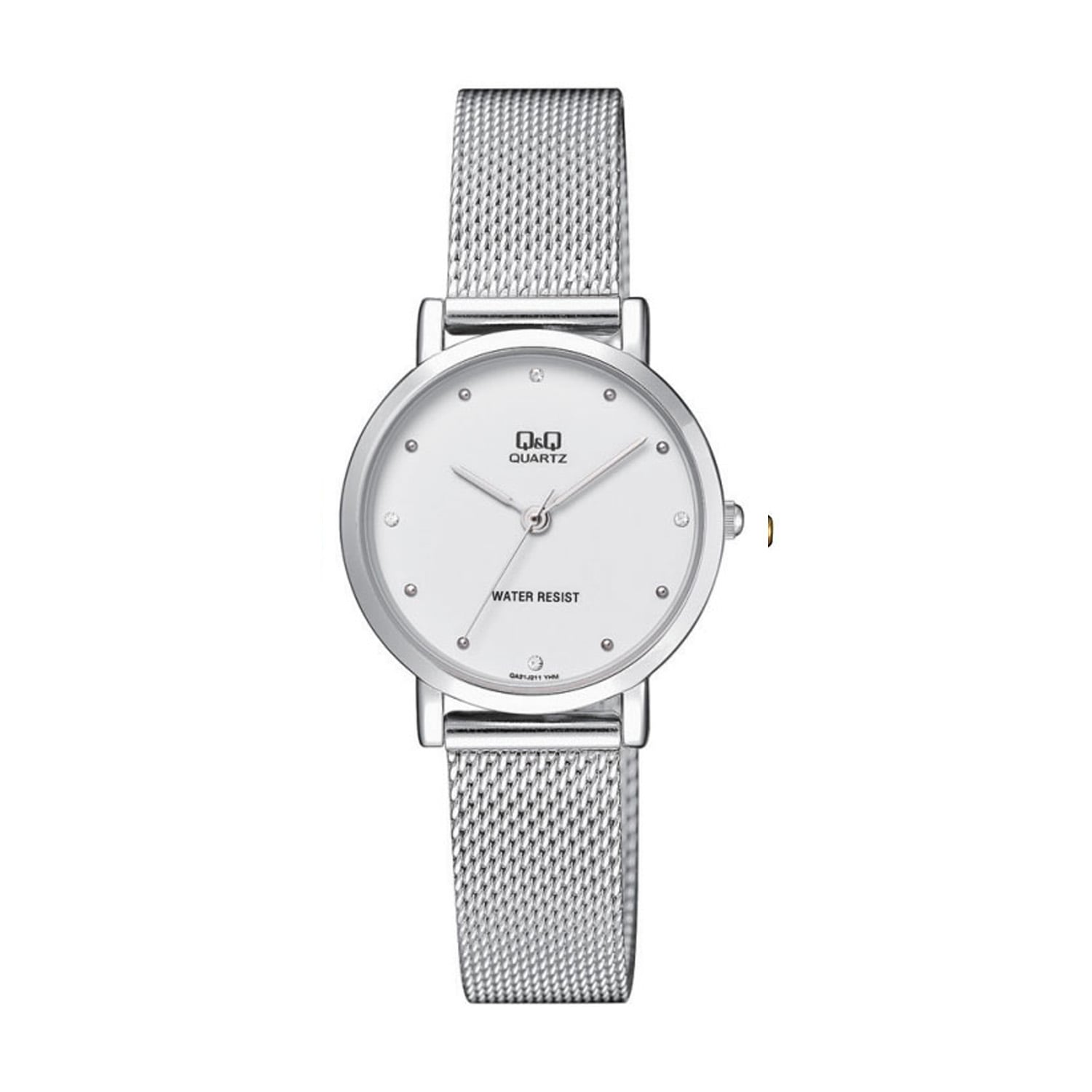 RELOJ QYQ PARA MUJER COLOR PLATEADO DE MALLA METÁLICA DE ACERO INOXIDABLE RESISTENTE AL AGUA - REGALO IDEAL PARA MUJER - 1