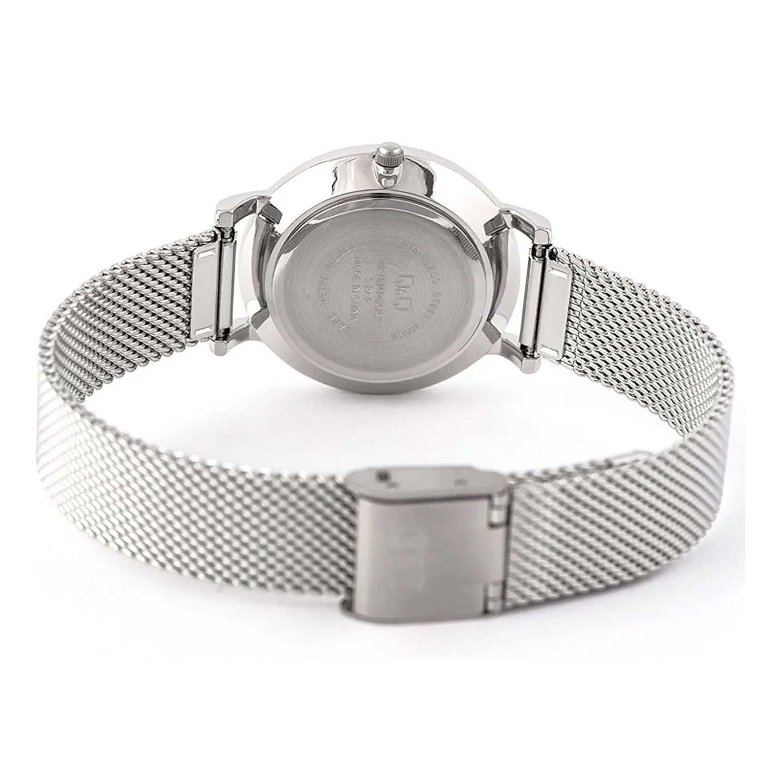 RELOJ QYQ PARA MUJER COLOR PLATEADO DE MALLA METÁLICA DE ACERO INOXIDABLE RESISTENTE AL AGUA - REGALO IDEAL PARA MUJER - 2