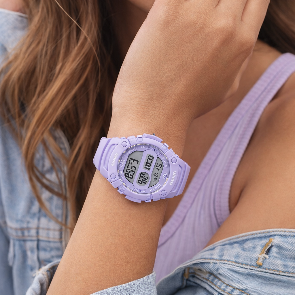 RELOJ Q&Q G15A-004VY DIGITAL PARA MUJER LILA 10 BAR CON ALARMA CRONÓMETRO Y LUZ - 3