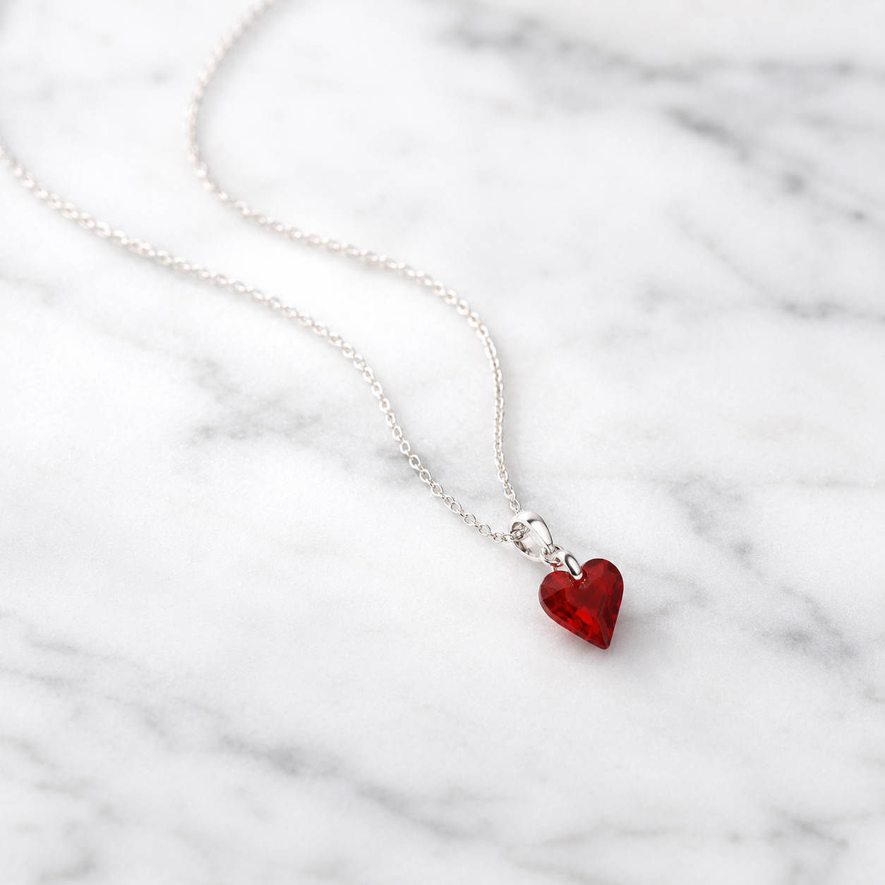COLLAR DE PLATA 925 PARA MUJER CON DIJE DISEÑO CORAZÓN DE CRISTAL COLOR BURDEO REGALO ELEGANTE Y ROMÁNTICO PARA MUJER - 4
