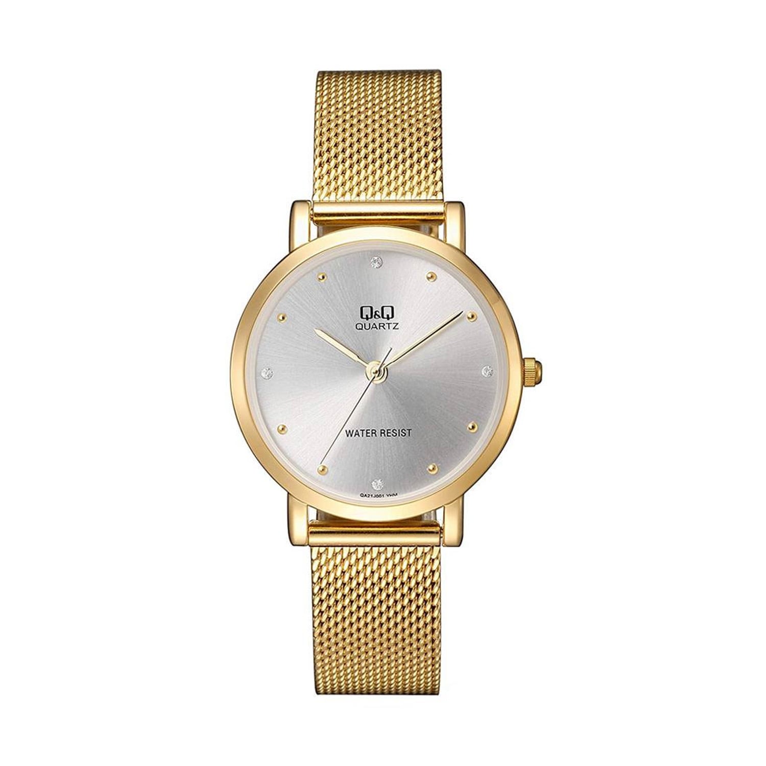 RELOJ Q&Q QA21J001Y PARA MUJER DORADO CON MALLA METÁLICA ESFERA PLATEADA 30 MM 3 BAR - 1