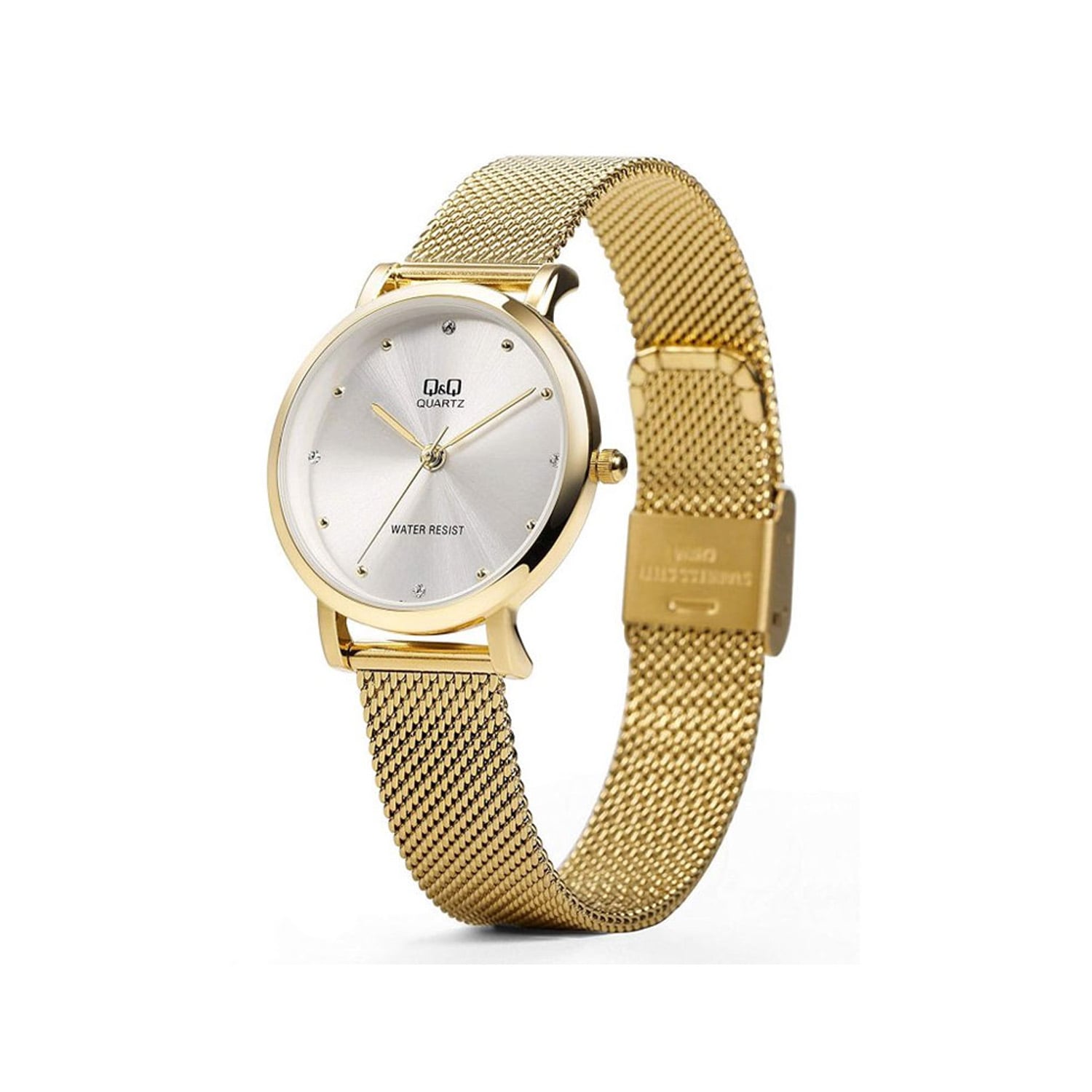 RELOJ Q&Q QA21J001Y PARA MUJER DORADO CON MALLA METÁLICA ESFERA PLATEADA 30 MM 3 BAR - 2
