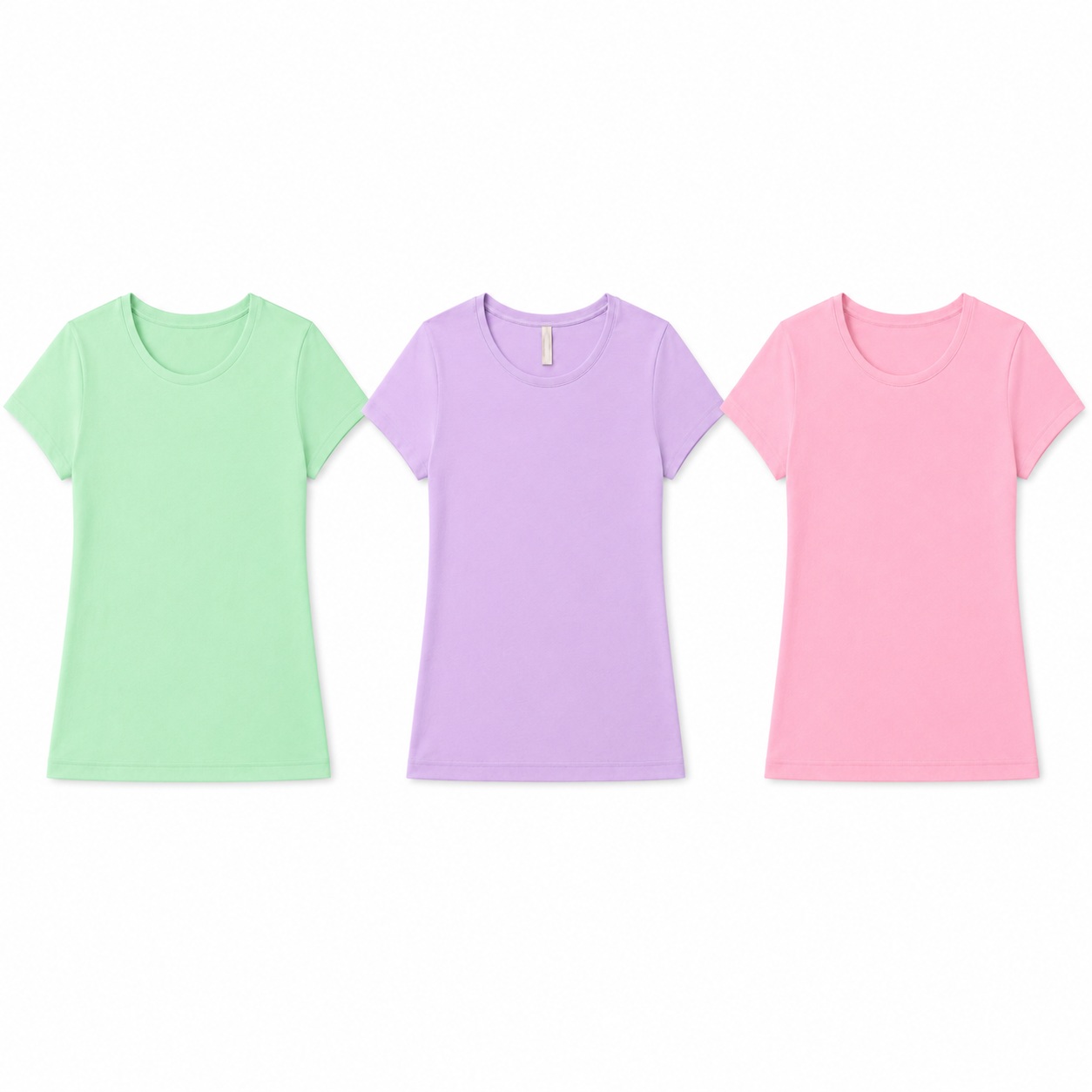 PACK DE 3 POLOS PARA NIÑA 100% ALGODÓN PIMA COLOR LILA VERDE Y ROSA CON MANGA CORTA SUAVE Y CÓMODO - 1