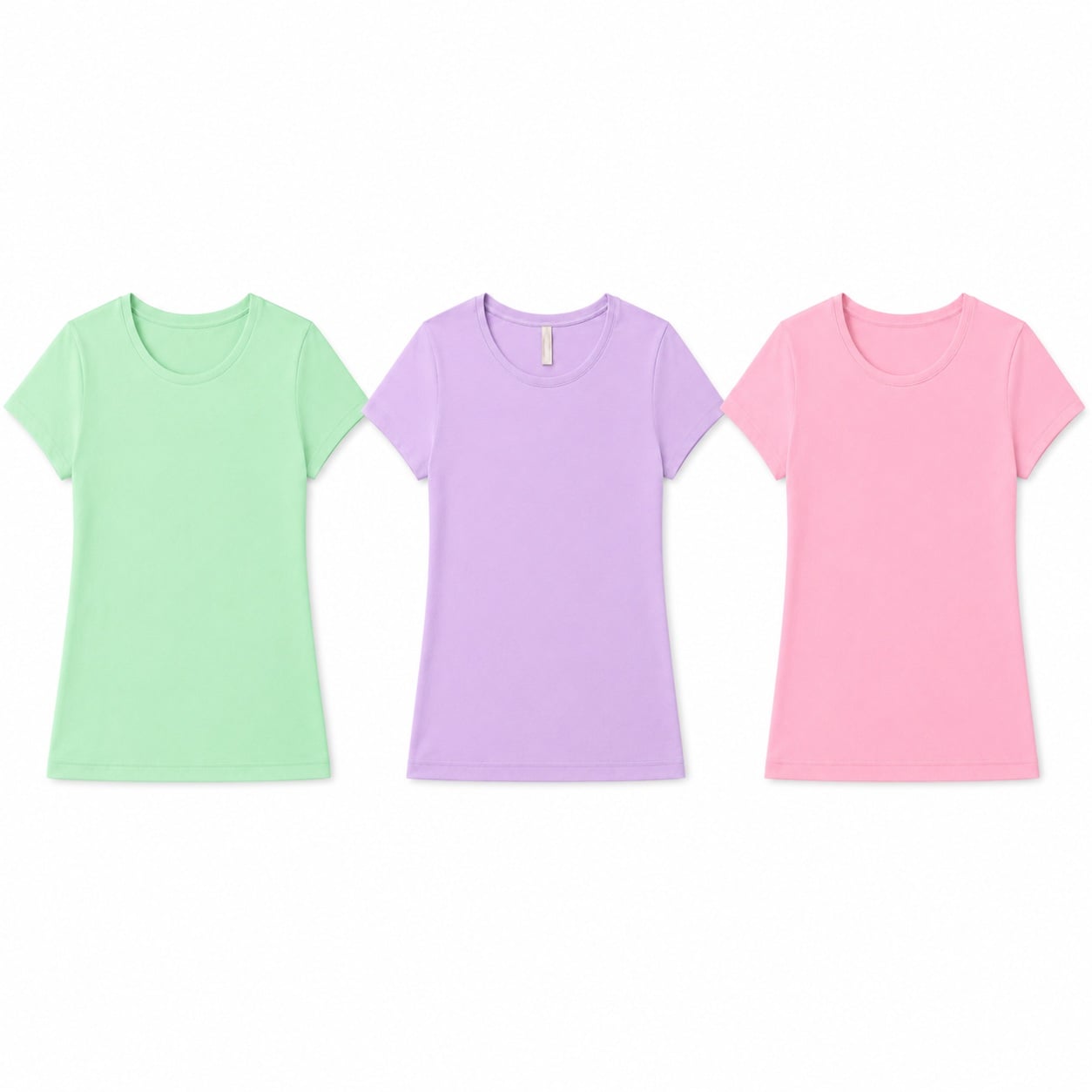 PACK DE 3 POLOS PARA NIÑA 100% ALGODÓN PIMA COLOR LILA VERDE Y ROSA CON MANGA CORTA SUAVE Y CÓMODO - 1