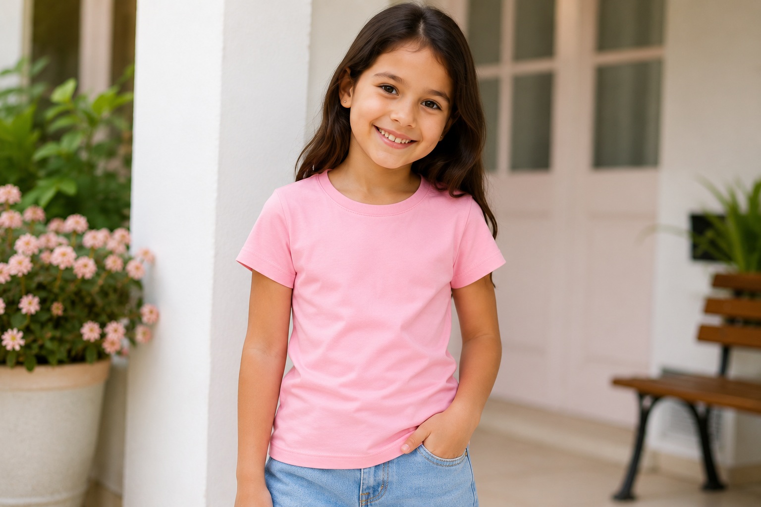 PACK DE 3 POLOS PARA NIÑA 100% ALGODÓN PIMA COLOR LILA VERDE Y ROSA CON MANGA CORTA SUAVE Y CÓMODO - 5