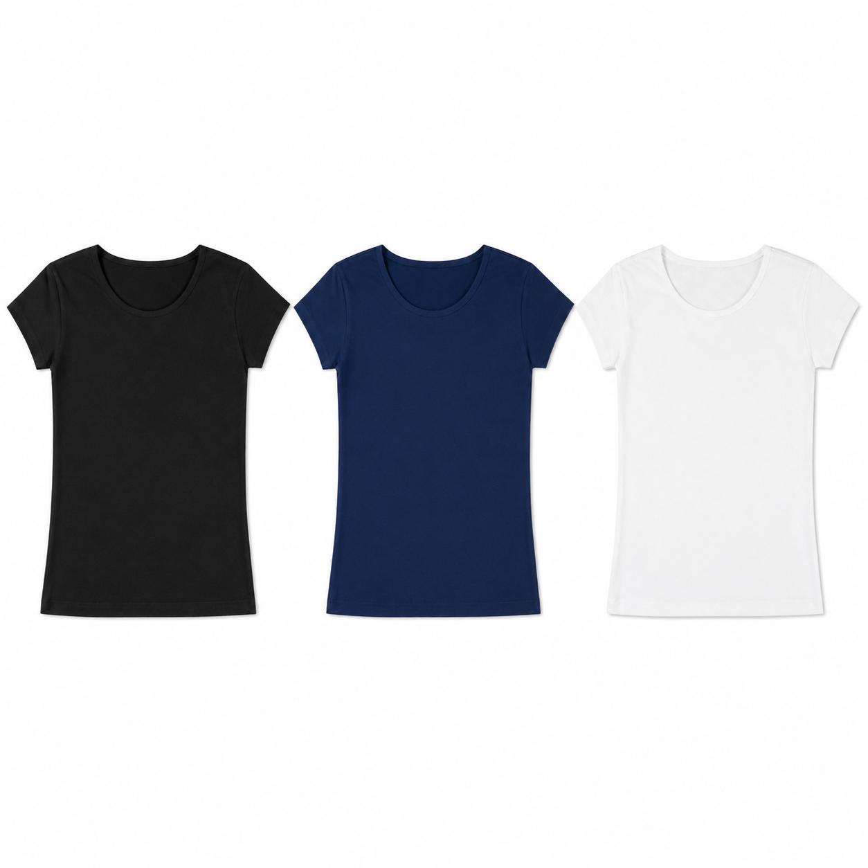 PACK DE 3 POLOS PARA NIÑA 100% ALGODÓN PIMA COLOR NEGRO AZUL Y BLANCO MANGA CORTA SUAVE Y CÓMODO - 1