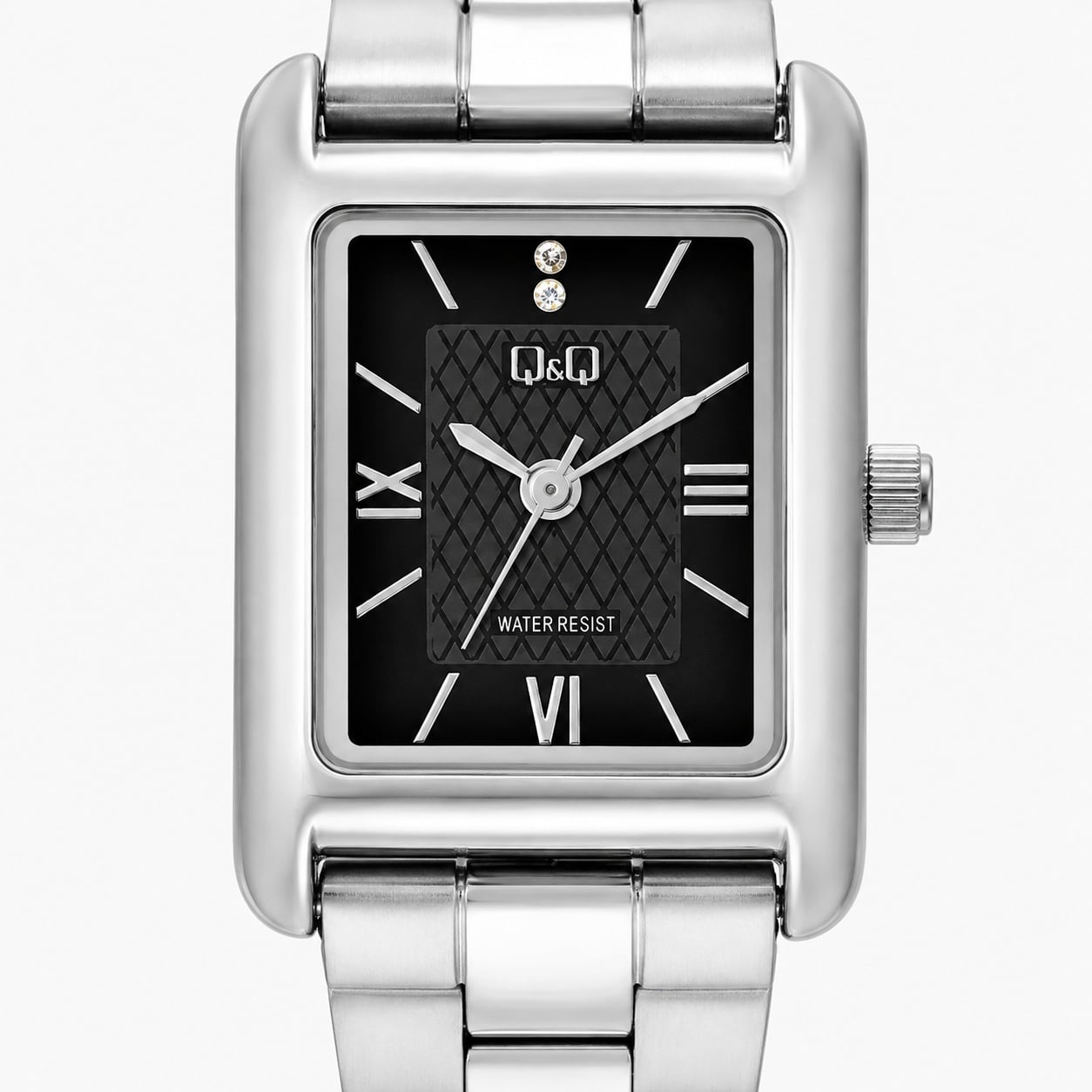 RELOJ QYQ ANALÓGICO PARA MUJER COLOR PLATEADO DISEÑO RECTANGULAR CON INTERIOR NEGRO MODELO C69A-005PY - 4