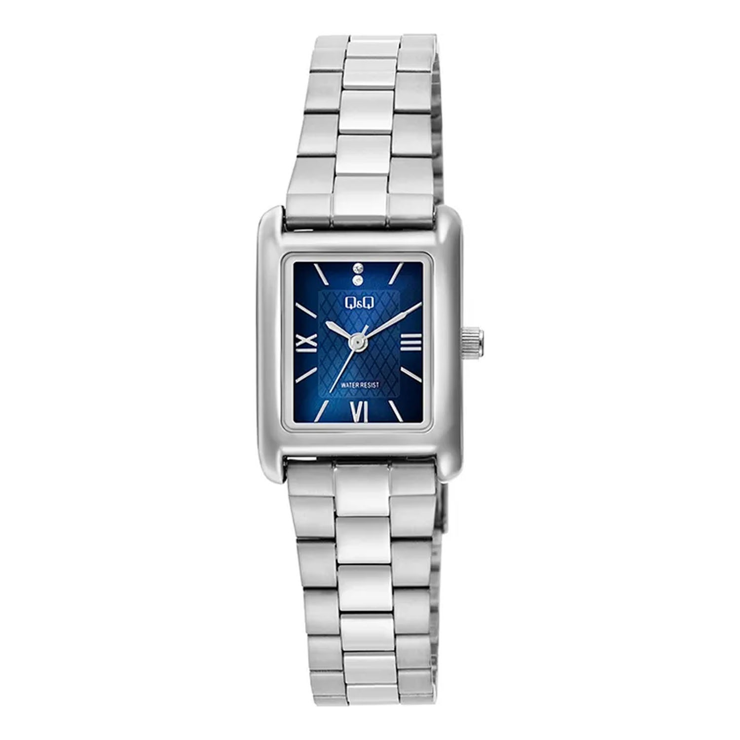 RELOJ Q&Q MODELO C69A-004PY PARA MUJER PLATEADO CON ESFERA AZUL RECTANGULAR Y BRAZALETE METÁLICO - 1