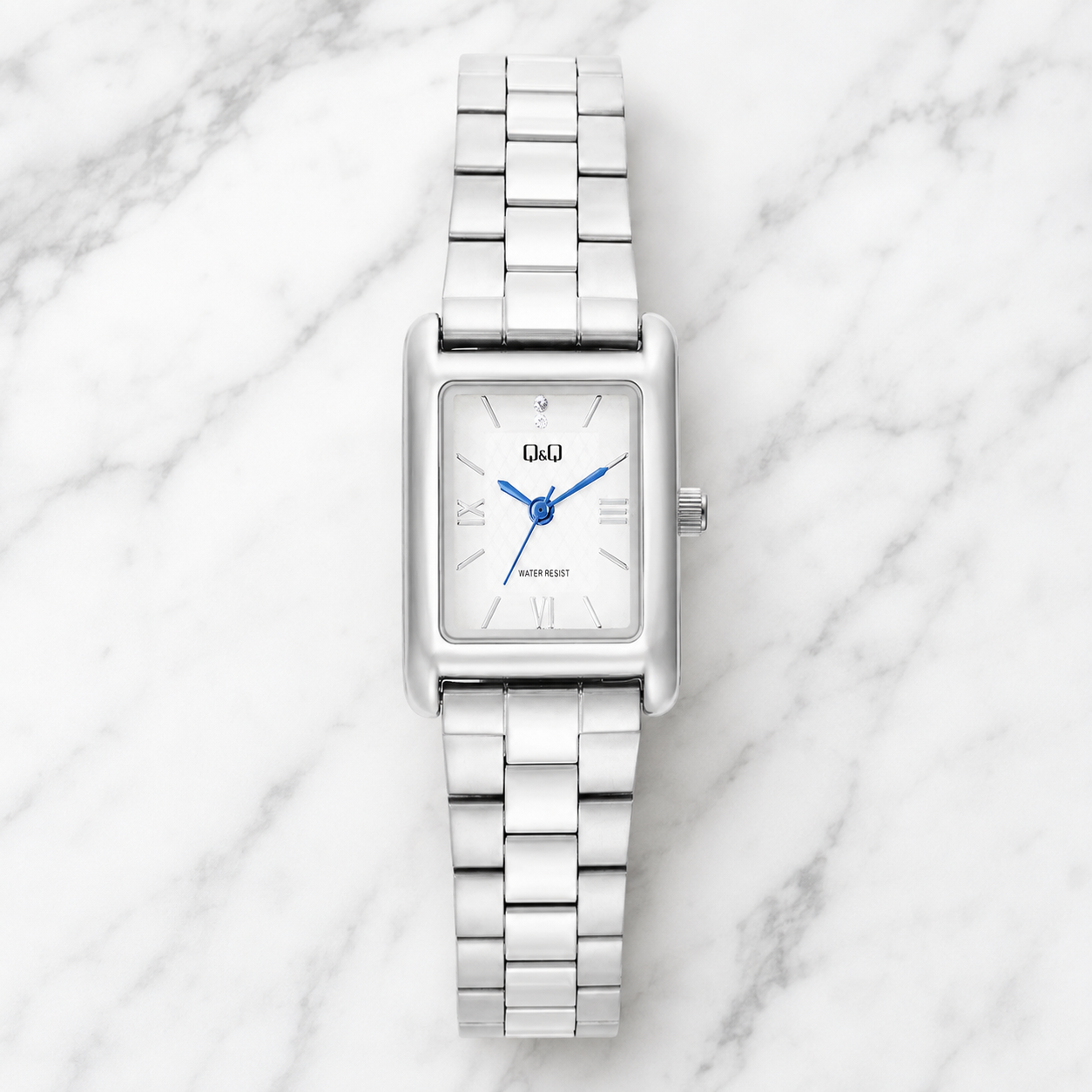 RELOJ QYQ DE ACERO INOXIDABLE PLATEADO DISEÑO RECTANGULAR MODELO C69A-001PY REGALO ELEGANTE PARA MUJER - 1