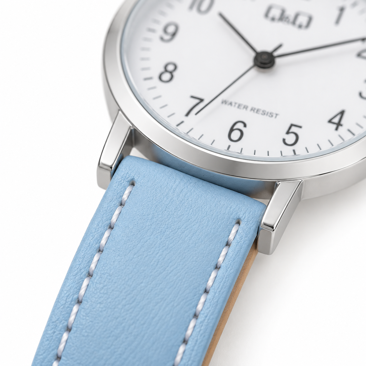 RELOJ QYQ C66A-005PY PARA MUJER COLOR CELESTE CORREA SINTÉTICA ESFERA BLANCA 28 MM 3 BAR - 3