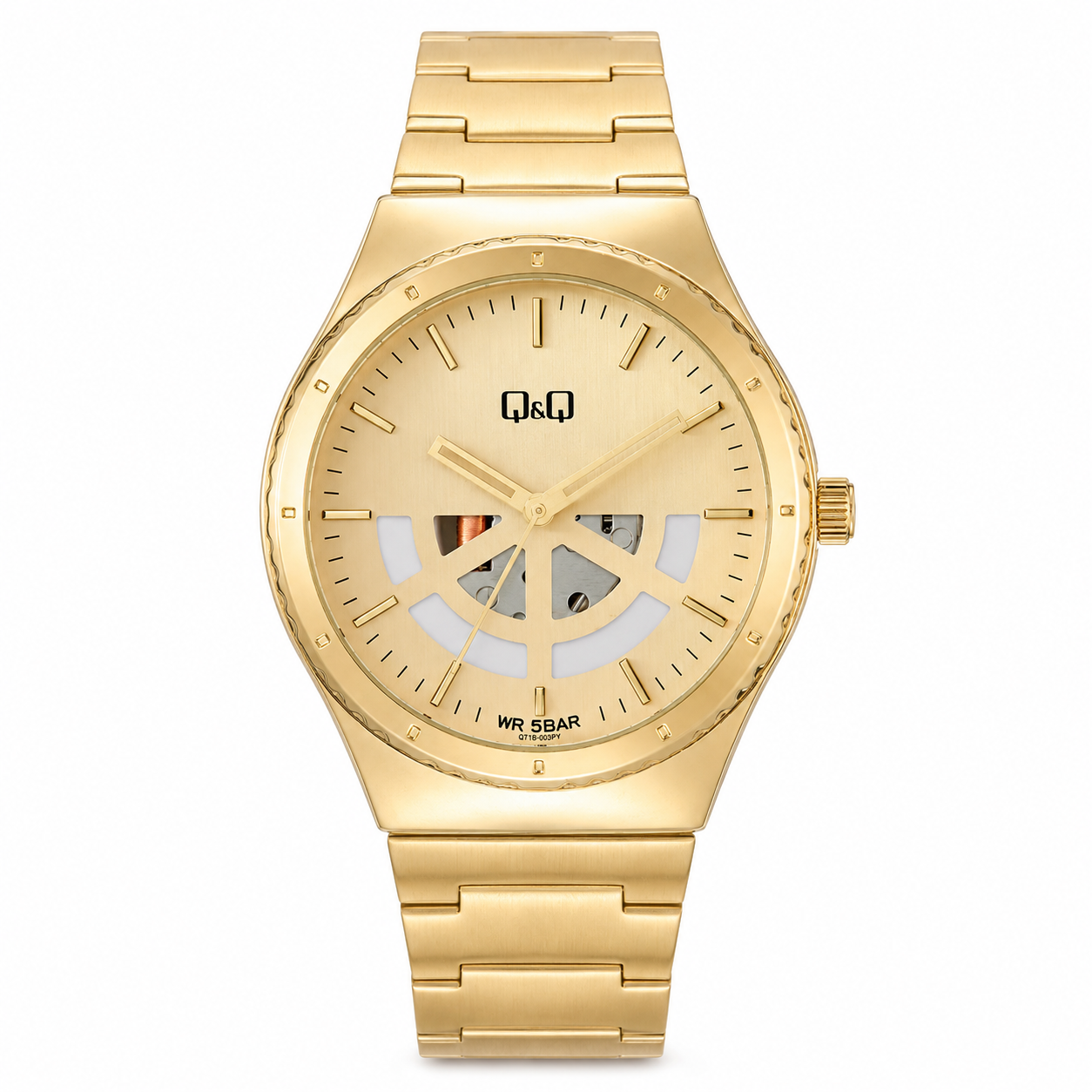 RELOJ Q&Q Q71B-003PY PARA HOMBRE DORADO ESFERA DORADA BRAZALETE METÁLICO 42 MM 5 BAR - 1