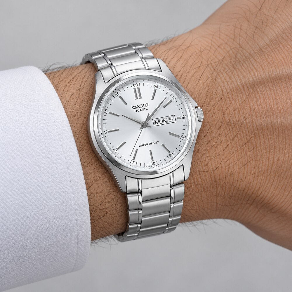 RELOJ CASIO MTP-1239D-7A HOMBRE ESFERA PLATEADA ANALÓGICO DÍA Y FECHA - 2