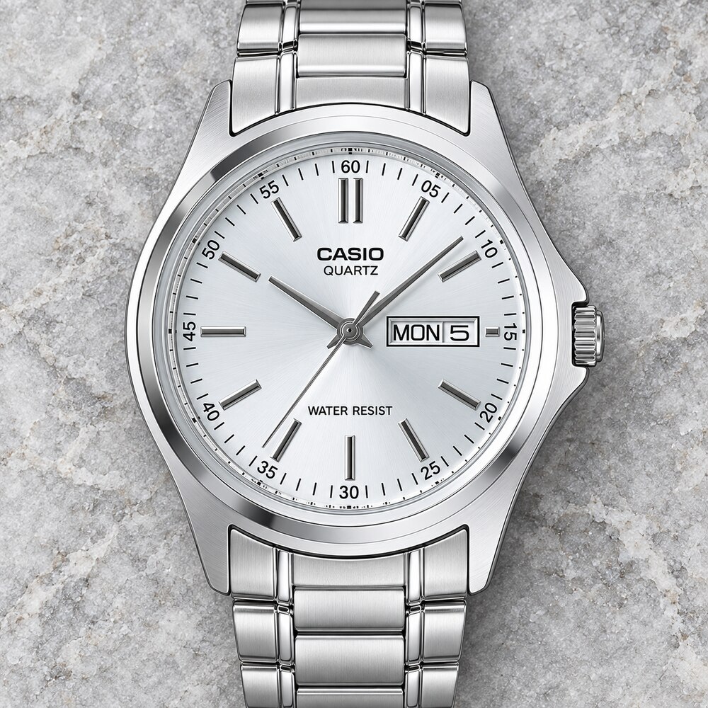 RELOJ CASIO MTP-1239D-7A HOMBRE ESFERA PLATEADA ANALÓGICO DÍA Y FECHA - 3