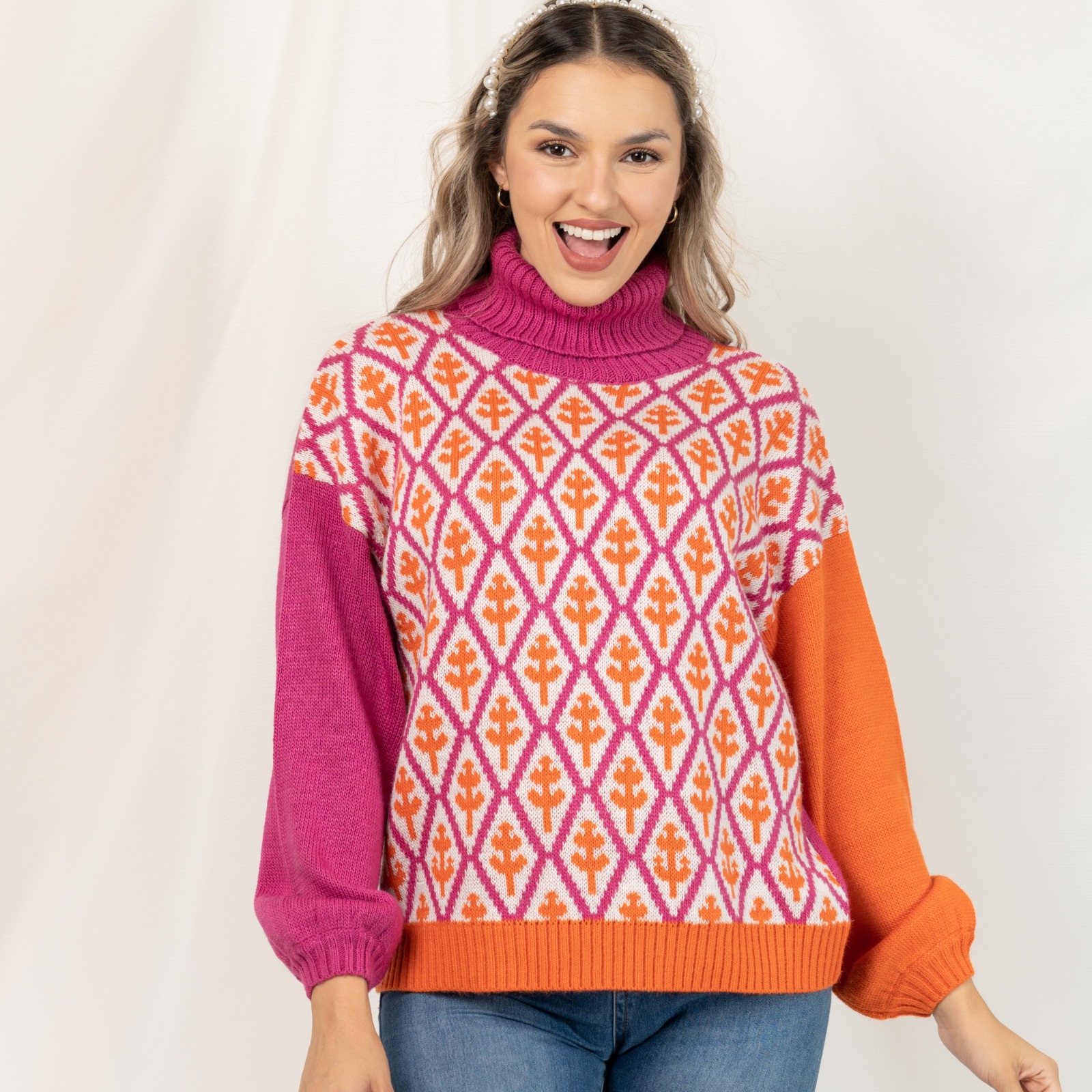 Ripley - CHOMPA MANGA LARGA MUJER ROZÁT NARANJA LINDA