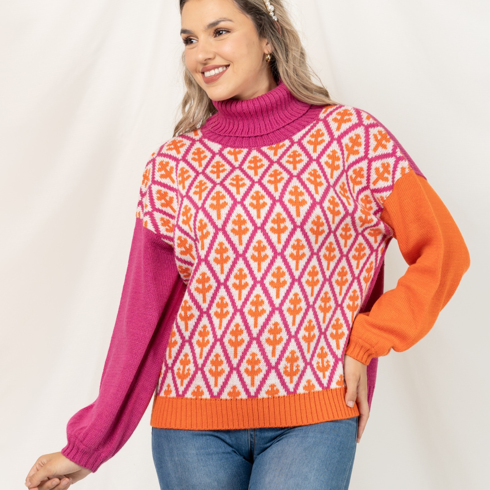 Ripley - CHOMPA MANGA LARGA MUJER ROZÁT NARANJA LINDA