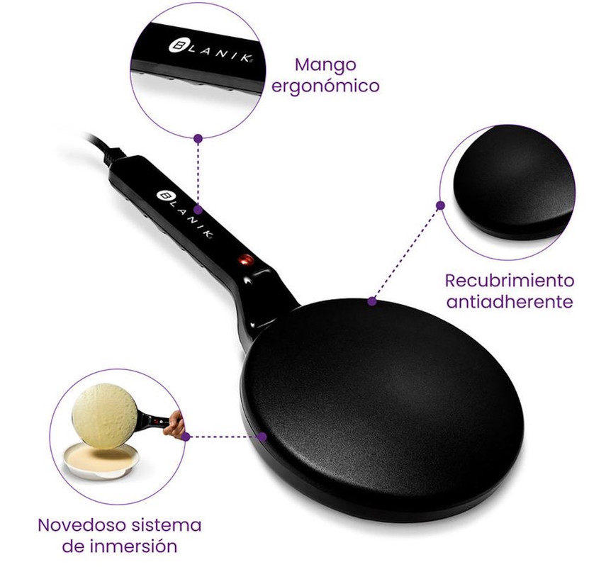 MAQUINA PARA HACER CREPES BLANIK ANTI-ADHERENTE + ACCESORIO - 4