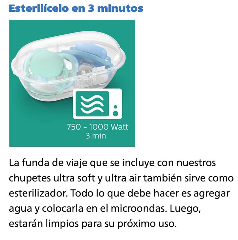 CHUPON AVENT DE 0 A 6 MESES ULTRA SOFT PACK 2 UNI CON ESTUCHE ESTERILIZADOR SCF091/07 - NIÑO - 2