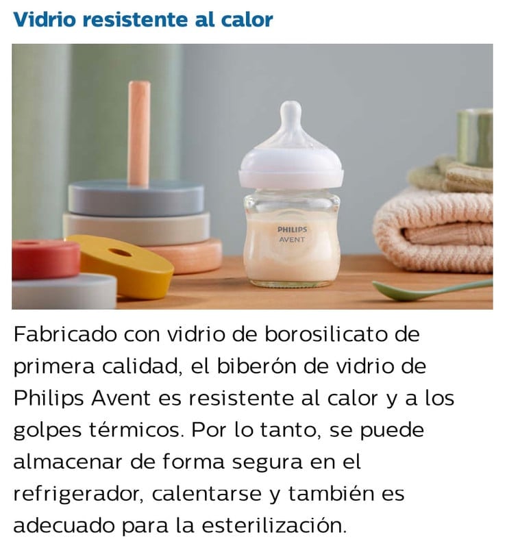 BIBERÓN AVENT VIDRIO NATURAL 3.0 ANTICOLICO Y ANTIGOTEO DE CON TETINA +1M TRANSPARENTE 240 ML - 4