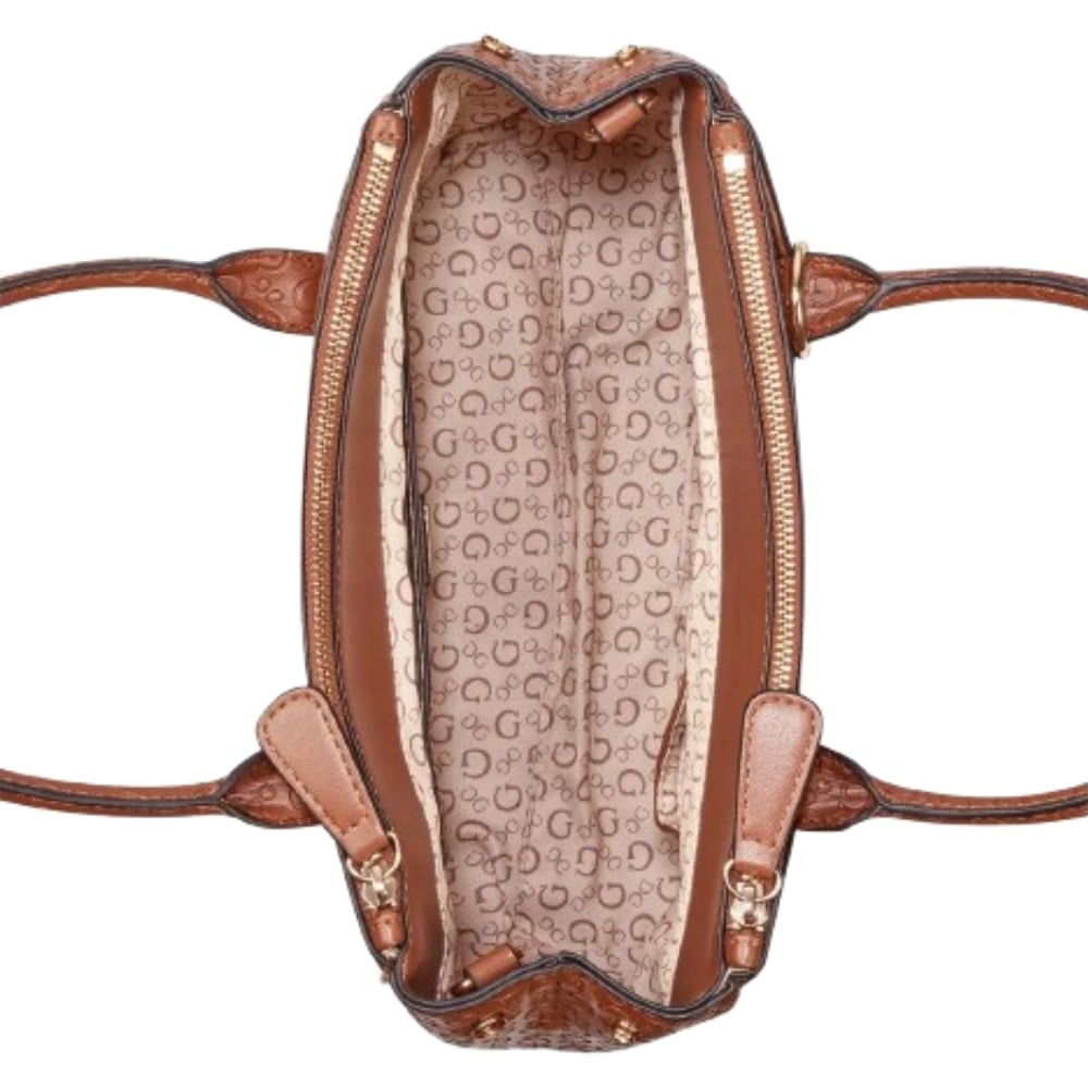 BOLSA GUESS SATCHEL MUJER ELLIOT CAFÉ ESTAMPADO MARRÓN LISA NÍQUEL - 2