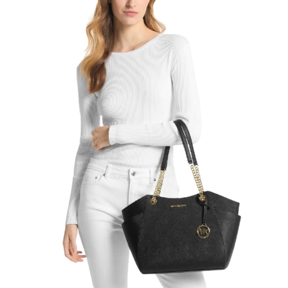 MICHAEL KORS BOLSO DE HOMBRO JET SET NEGRO GRANDE CON LOGOTIPO - 3