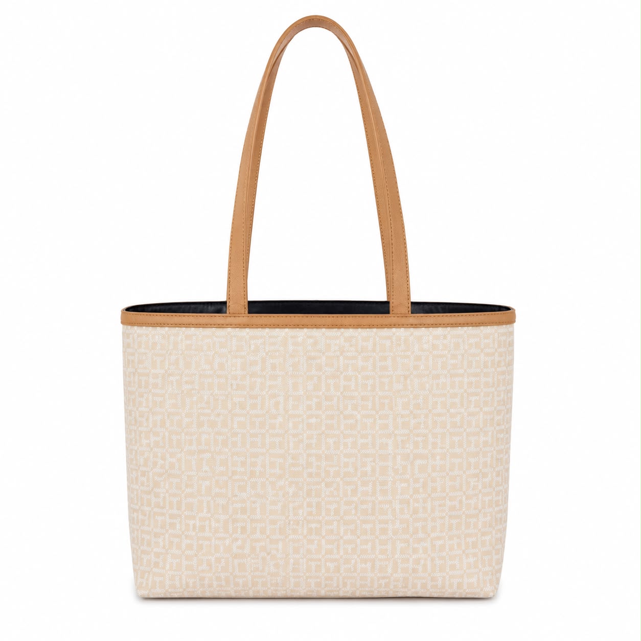 TOMMY HILFIGER BOLSO TOTE MONOGRAM BEIGE CON BOLSILLO DELANTERO - 2