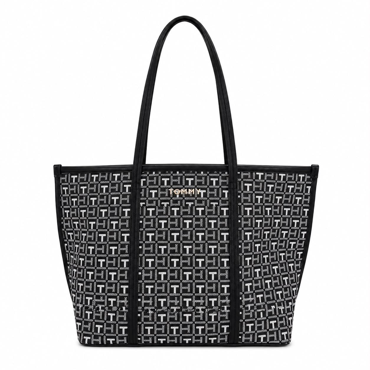 TOMMY HILFIGER BOLSO TOTE NEGRO MONOGRAM BLANCO - 1