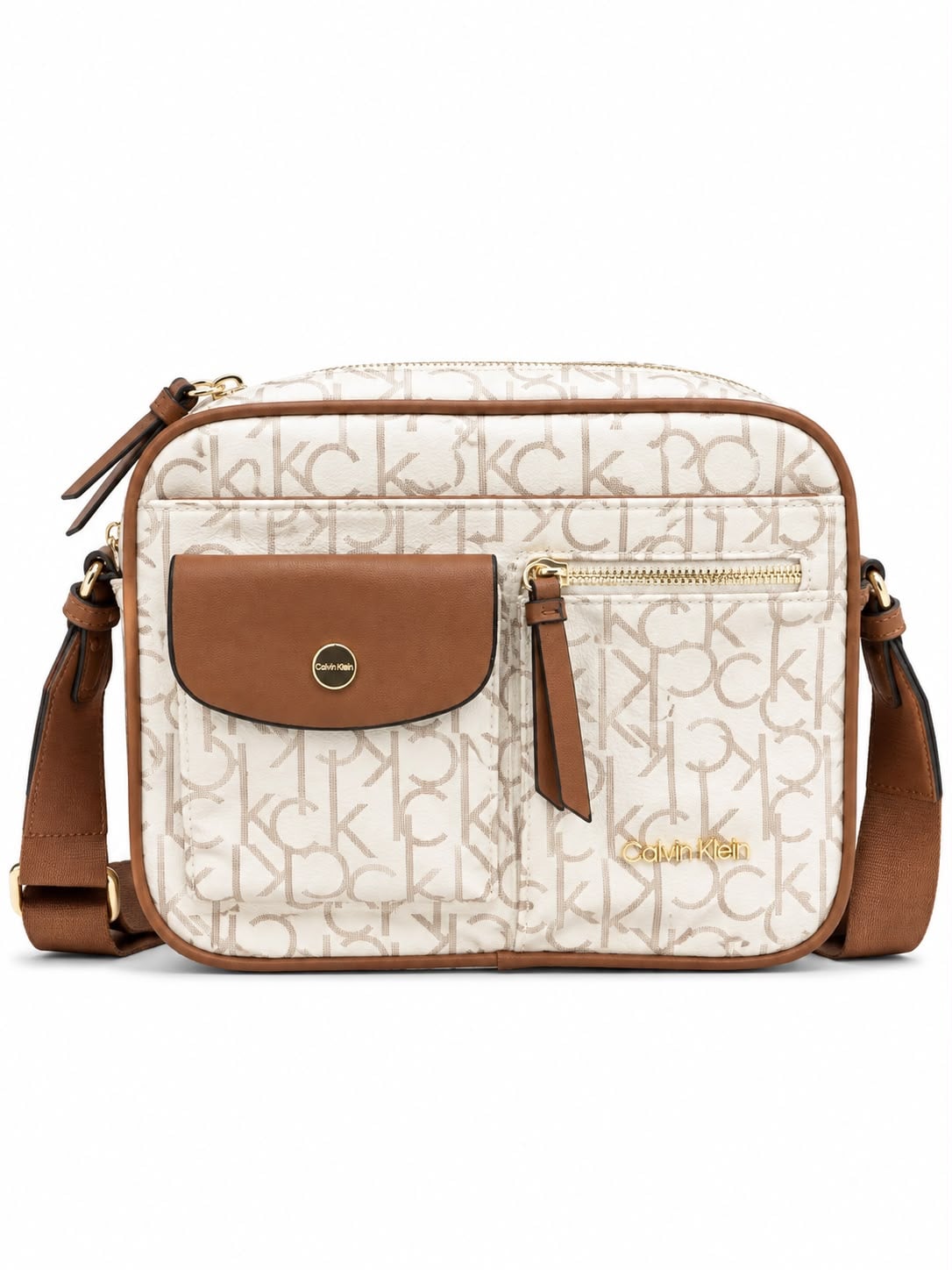 CALVIN KLEIN BANDOLERA CROSSBODY BEIGE - 1
