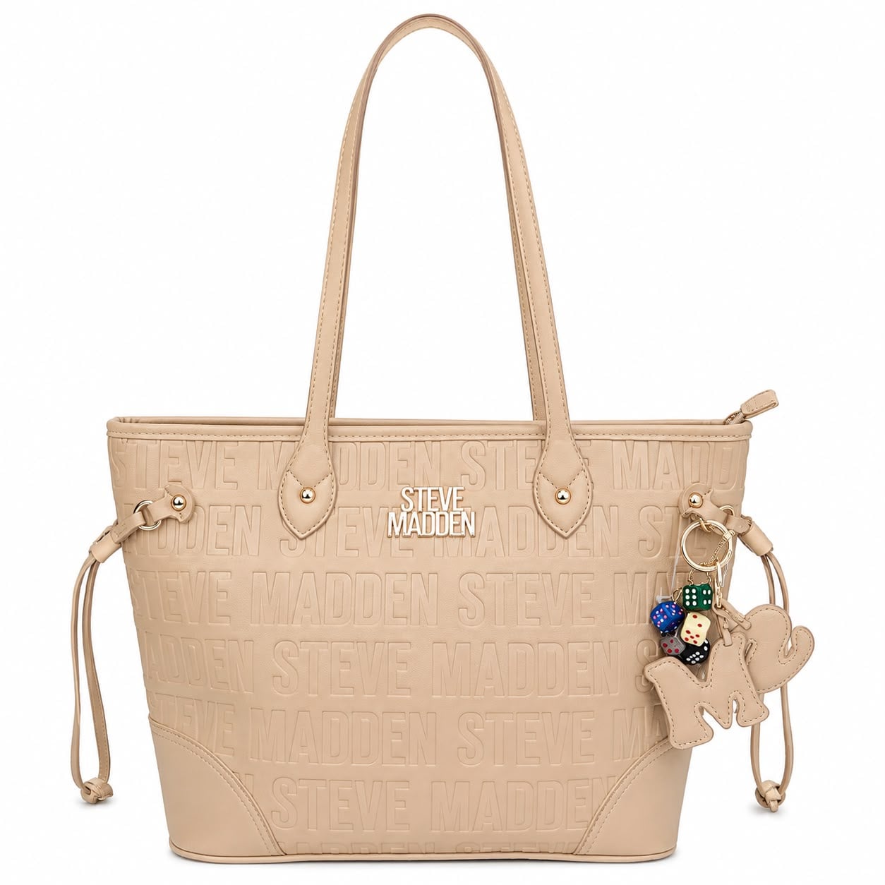 STEVE MADDEN TOTE BAG BEIGE WITH CHARMS - 1
