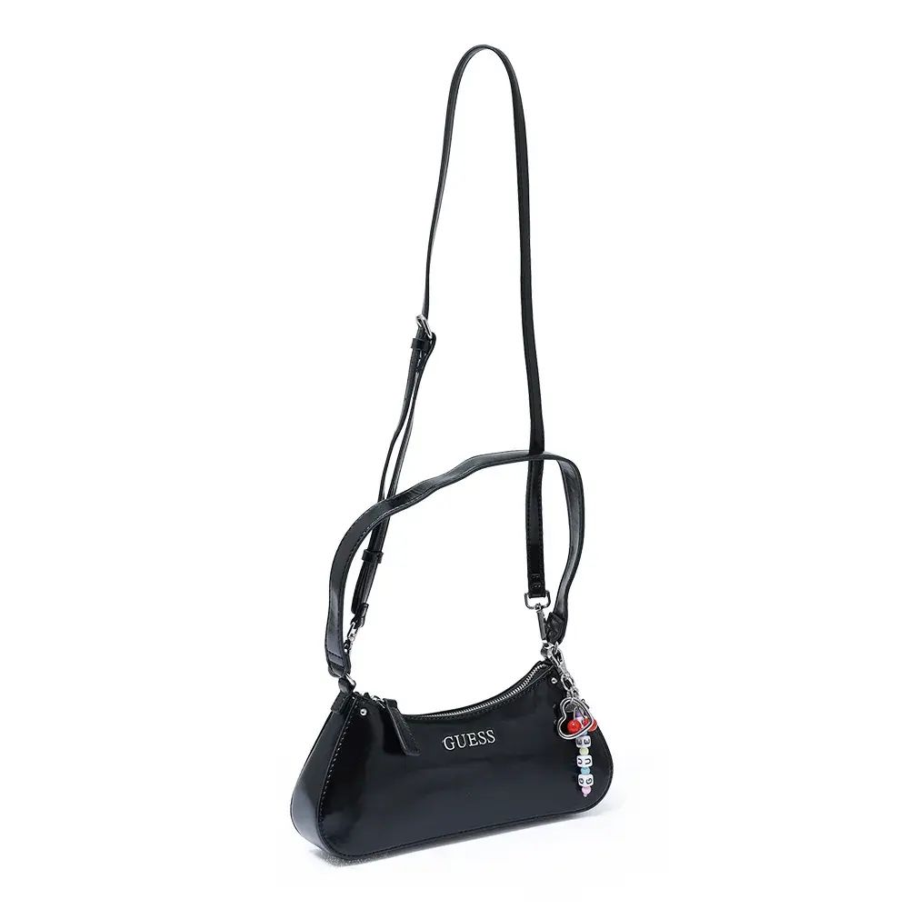 CARTERA GUESS SHOULDER BAG NEGRA CON LLAVERO DE CEREZAS Y CUENTAS - 2