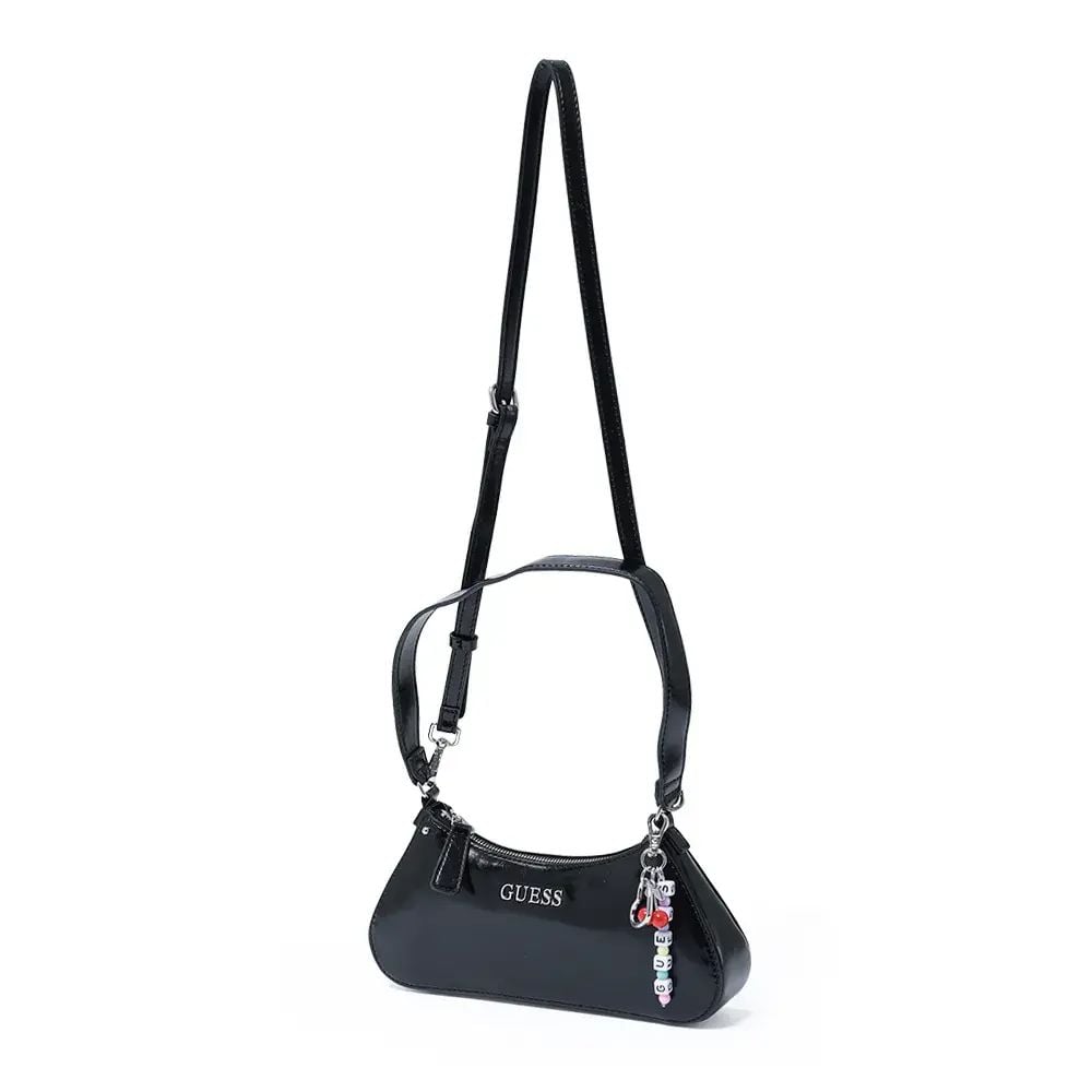 CARTERA GUESS SHOULDER BAG NEGRA CON LLAVERO DE CEREZAS Y CUENTAS - 3