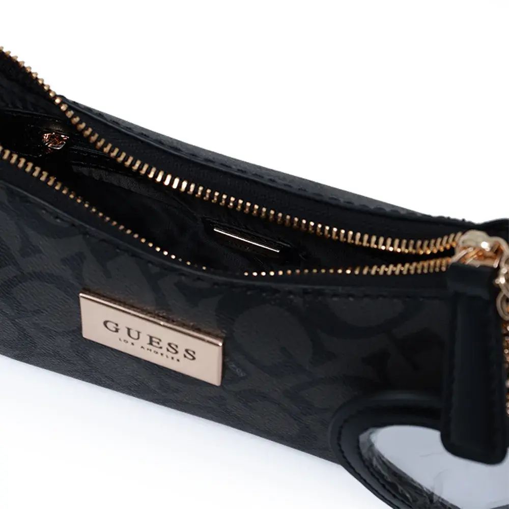 CARTERA GUESS SHOULDER BAG NEGRO MONOGRAMA CON MONEDERO CORAZÓN. - 5