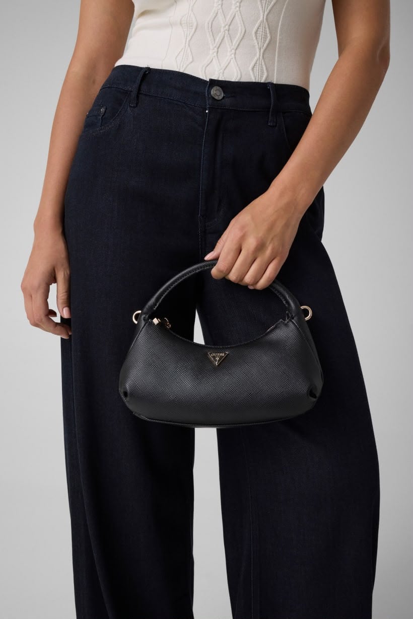 GUESS ECO GEMMA TOP-HANDLE SHOULDER BAG BLACK - 5