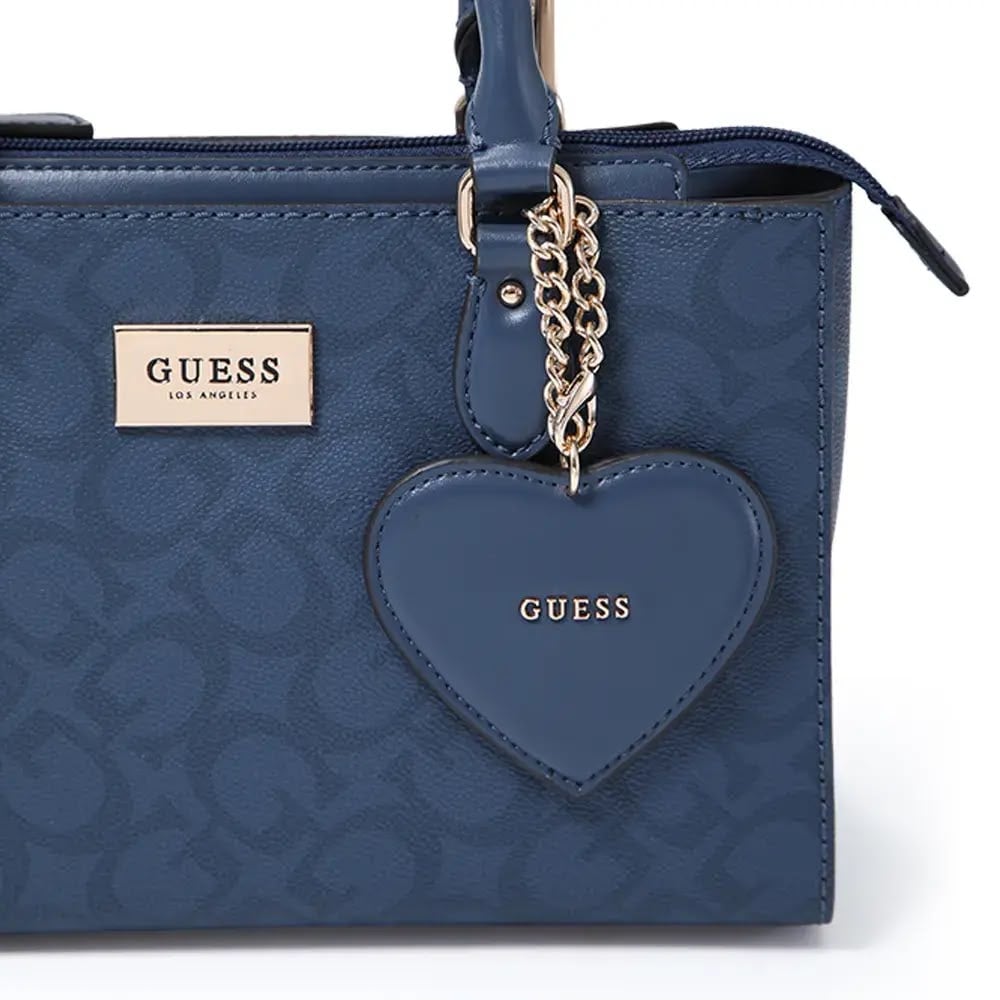 GUESS LOGO EMBOSSED MINI SATCHEL WITH HEART CHARM BLUE NAVY - 2