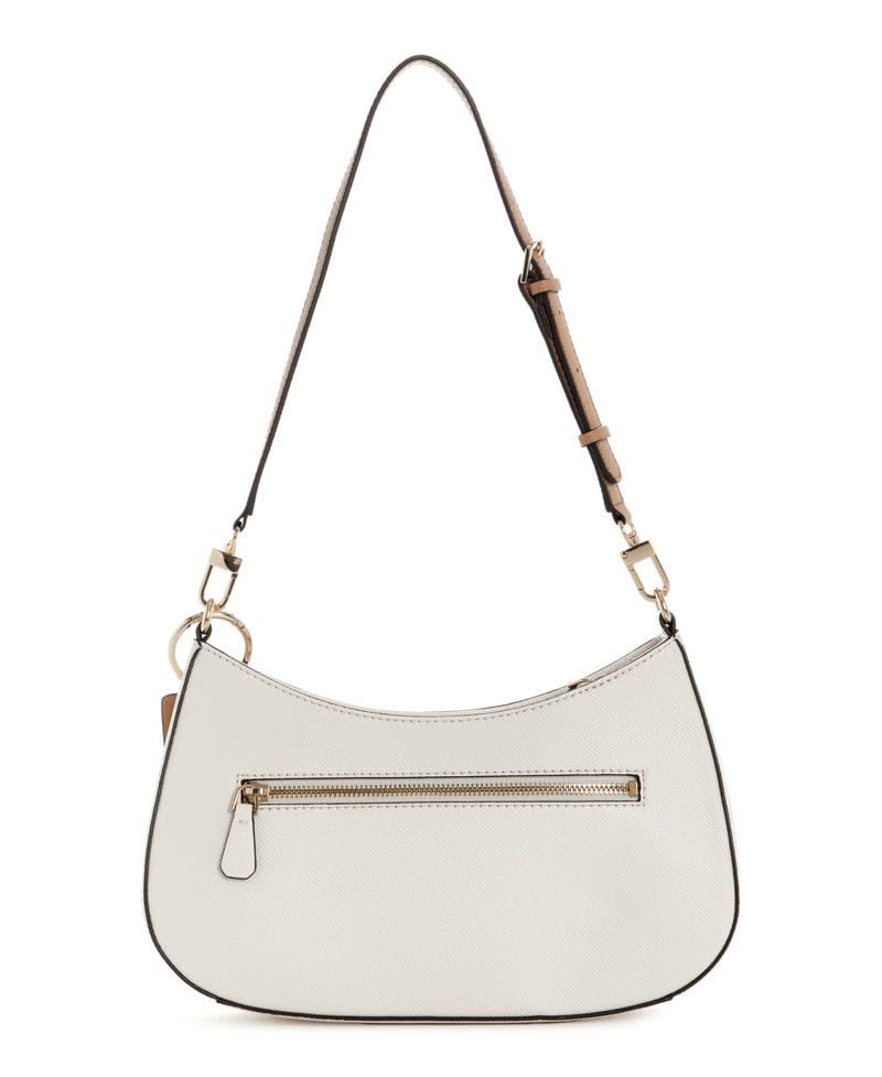 GUESS SHOULDER BAG / BAGUETTE BAG IN COLOR-BLOCK WHITE Y BROWN - 3