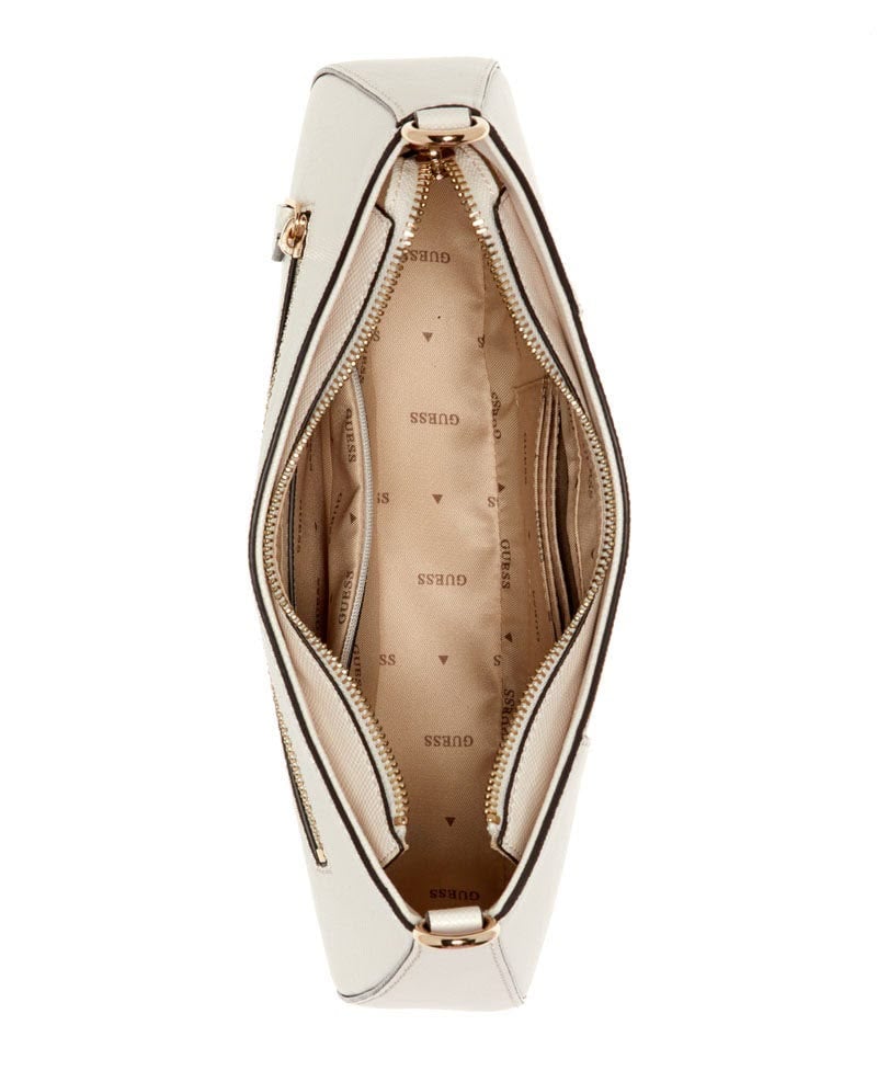 GUESS SHOULDER BAG / BAGUETTE BAG IN COLOR-BLOCK WHITE Y BROWN - 4