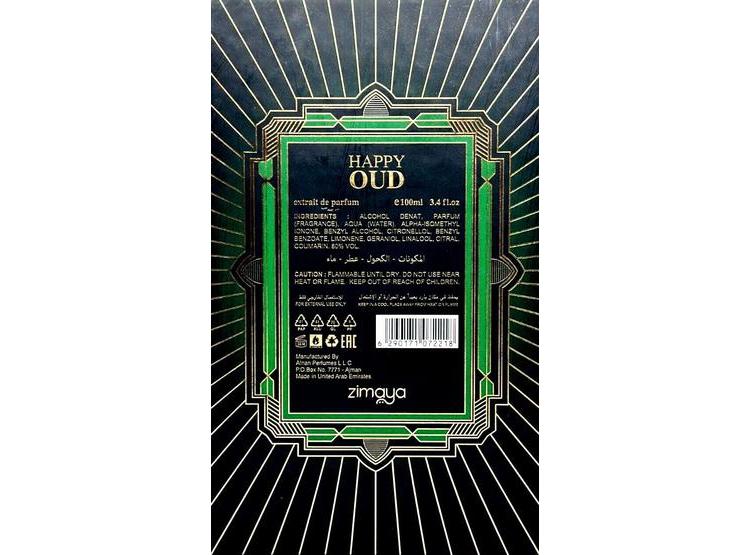 AFNAN ZIMAYA HAPPY OUD EAU DE PARFUM UNISEX, FRAGANCIA DE 100 ML CON NOTAS DE LAVANDA, MENTA Y SÁNDALO. - 4