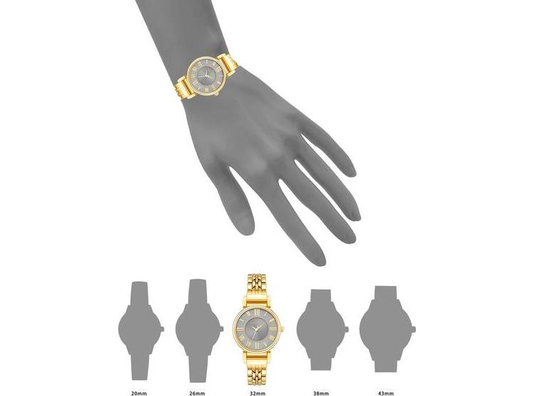 RELOJ FEMENINO ANNE KLEIN CON CORREA DORADA AJUSTABLE, ESFERA GRIS CON NÚMEROS ROMANOS, RESISTENTE A SALPICADURAS - 3