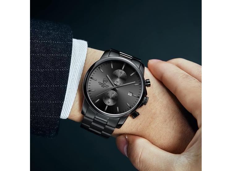 RELOJ PARA HOMBRE CON CRONÓGRAFO Y FECHA AUTOMÁTICA GOLDEN HOUR, RESISTENTE AL AGUA Y DE ACERO INOXIDABLE - 4