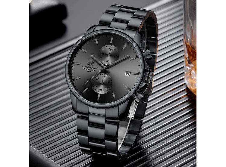 RELOJ PARA HOMBRE CON CRONÓGRAFO Y FECHA AUTOMÁTICA GOLDEN HOUR, RESISTENTE AL AGUA Y DE ACERO INOXIDABLE - 6
