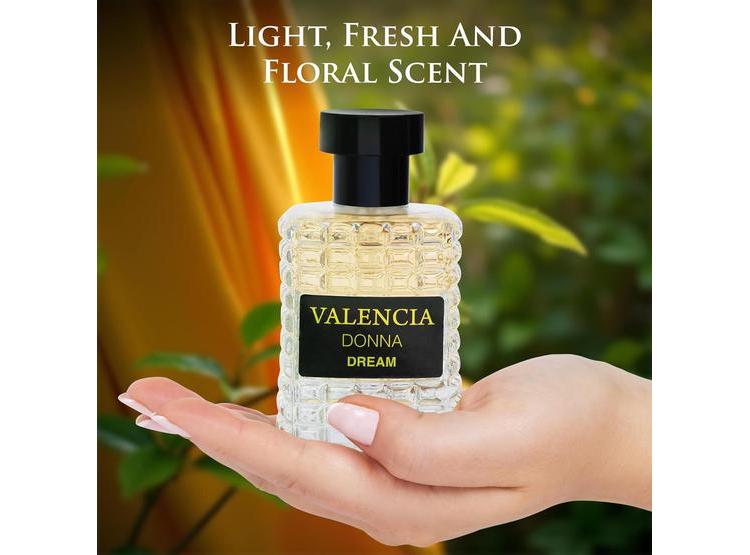 VALENCIA DONNA DREAM EAU DE PARFUM MUJER, FRAGANCIA FLORAL CÍTRICA NOTAS DE LICHI, BERGAMOTA, ROSA TURCA Y ALMIZCLE - 5